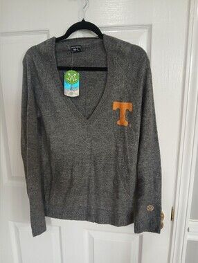 Alma Mater Gray V-Neck Sweater with Orange 'T' Accent Tennessee Vols College
